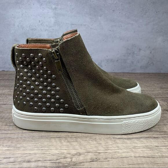 Lucky Brand~Bayleah3~Womens Ivy Green Oiled Suede~High Top Sneakers - Picture 2 of 9